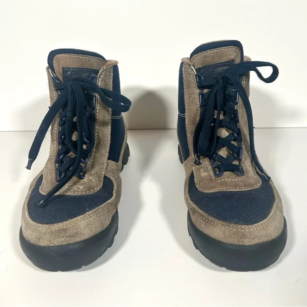 VTG Vasque Skywalk Hiking Boots Gore-Tex Sz 7.5 M Tan‎ Navy Suede Gorpcore Italy